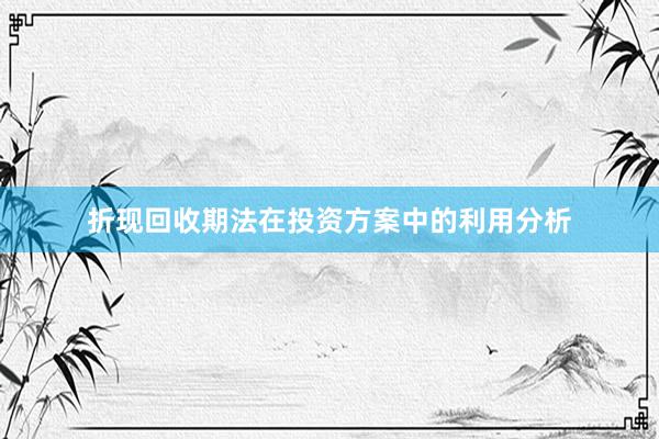 折现回收期法在投资方案中的利用分析